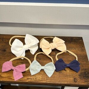 Variety Lot of 5 Stretchy Headband Baby Bows